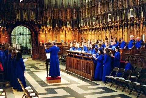The choir at York Minster, UK, with decani on the left and cantores on the right